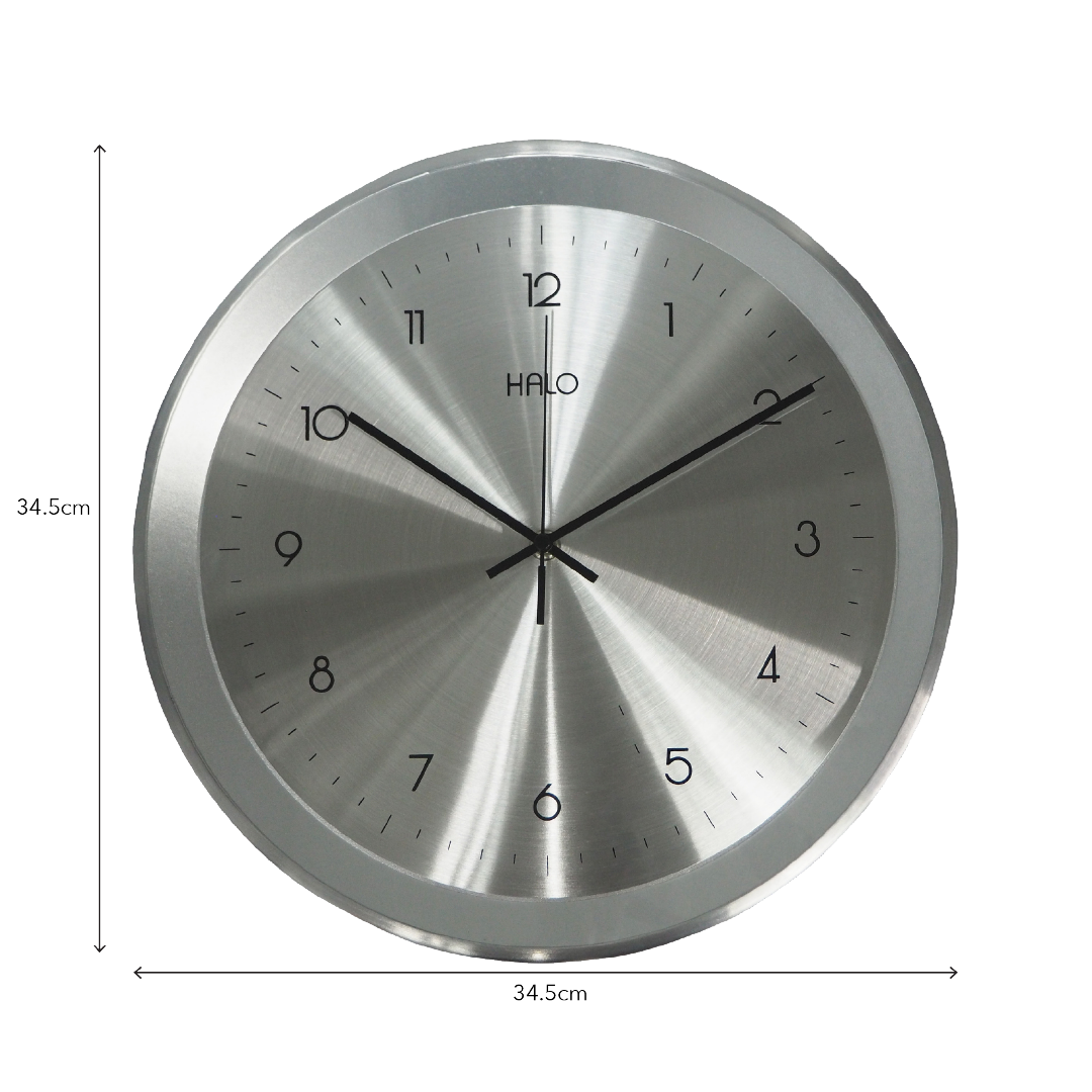 HALO 13" Silver Aluminium Wall Clock