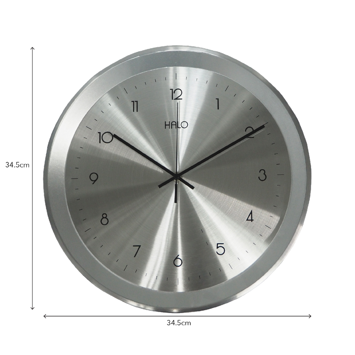 HALO 13" Silver Aluminium Wall Clock