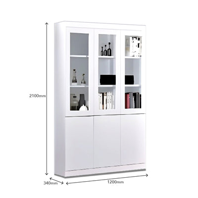 HERON 3 Door Book Cabinet White