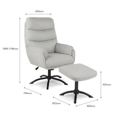 HANZO Leisure Chair Light Grey with Ottoman