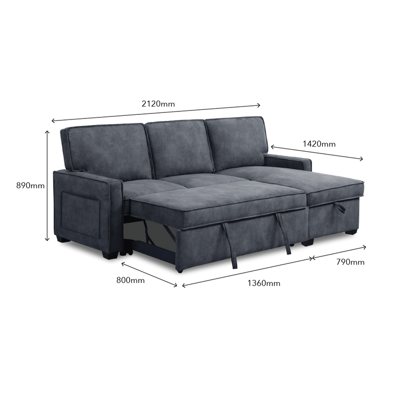 Jerome Sofa Bed With Chaise Majuhome