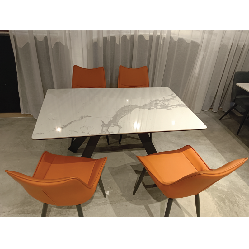 AME Dining Table 1.4M and Chair (Orange) (1T+4C)