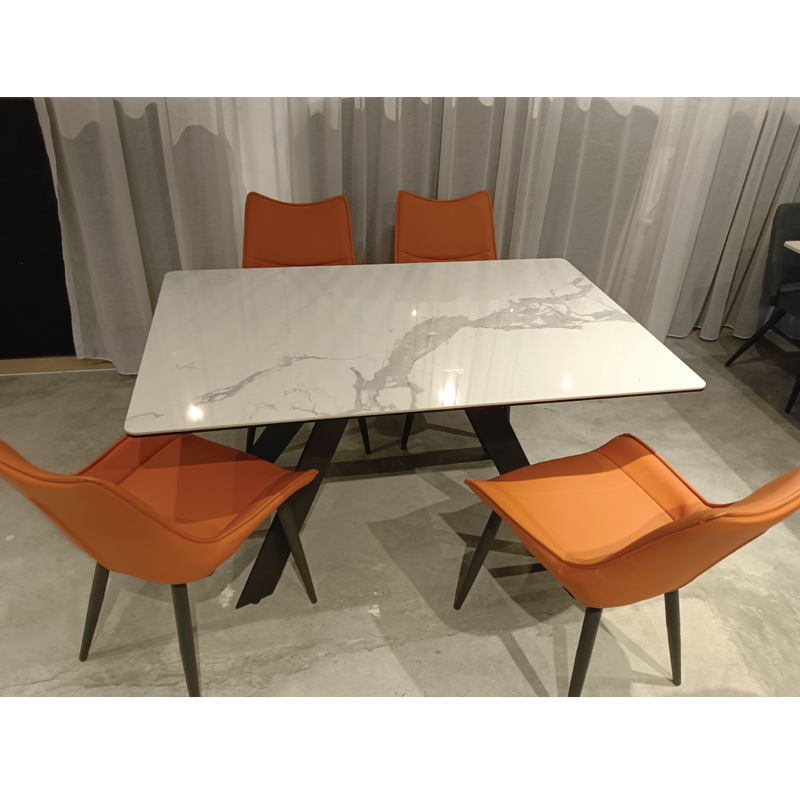 AME Dining Table 1.4M and Chair (Orange) (1T+4C)