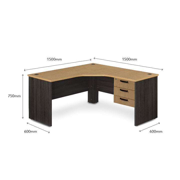 KALEIDO L Shape Office Desk with Pedestal