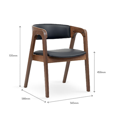 KAI Dining Chair with Armrest Walnut