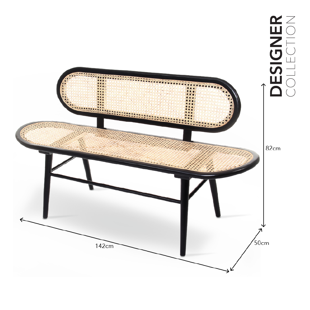 LULABY Bench Solid Black & Natural