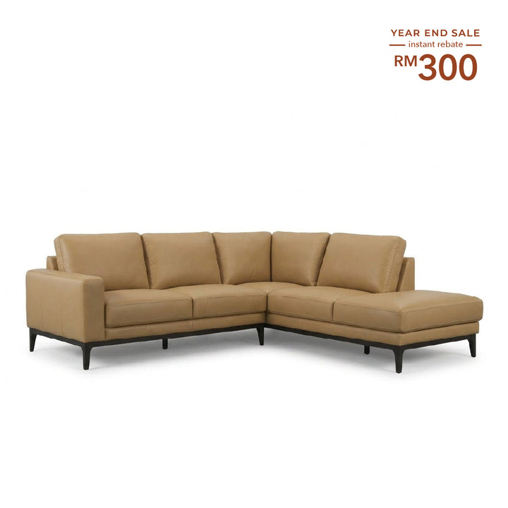 LYE Full Leather Corner Sofa Taupe