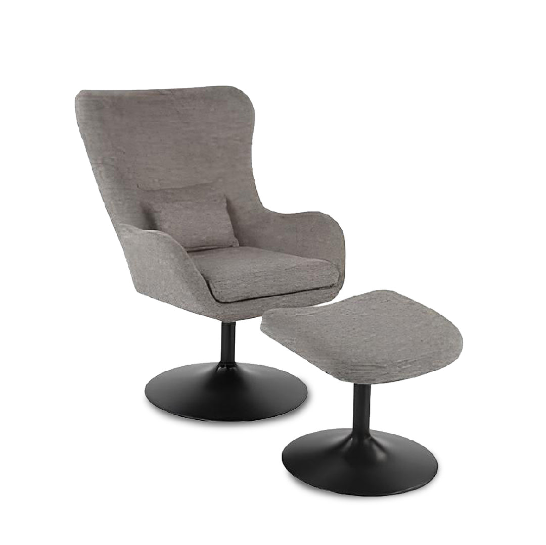 LANCE Leisure Chair Dark Grey with Ottoman
