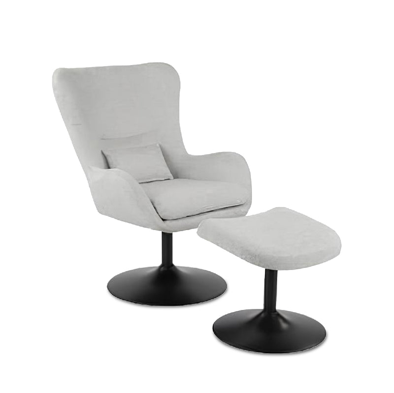 LANCE Leisure Chair Light Grey with Ottoman