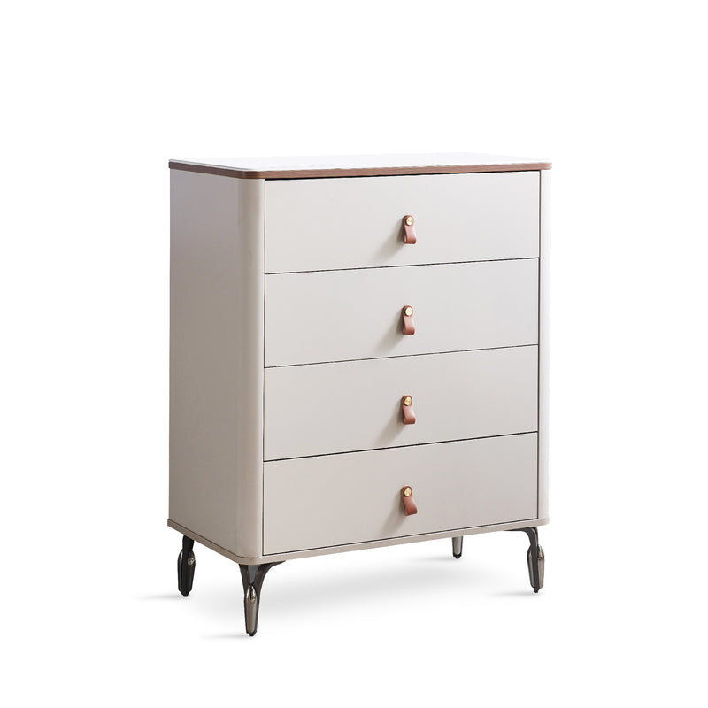 LECCEE Chest of Drawers with Marble-Printed Glass Top