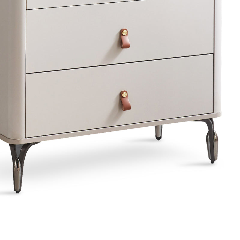 LECCEE Chest of Drawers with Marble-Printed Glass Top