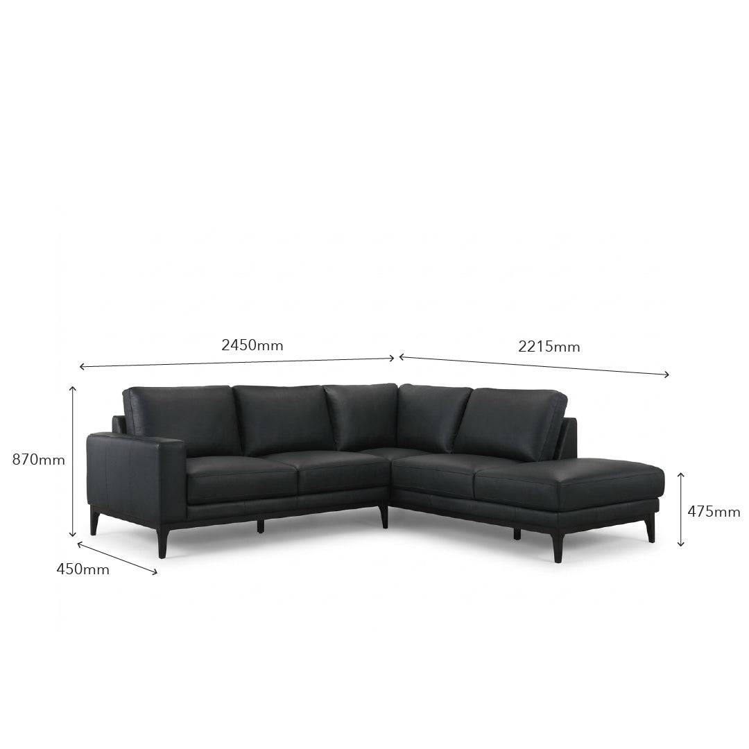 LYE Full Leather Corner Sofa Black
