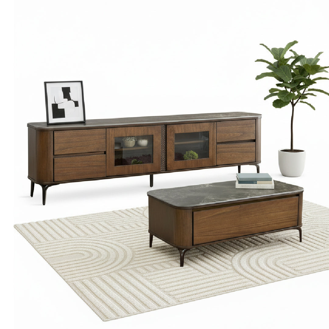MARLEY Wood TV Cabinet with Coffee Table