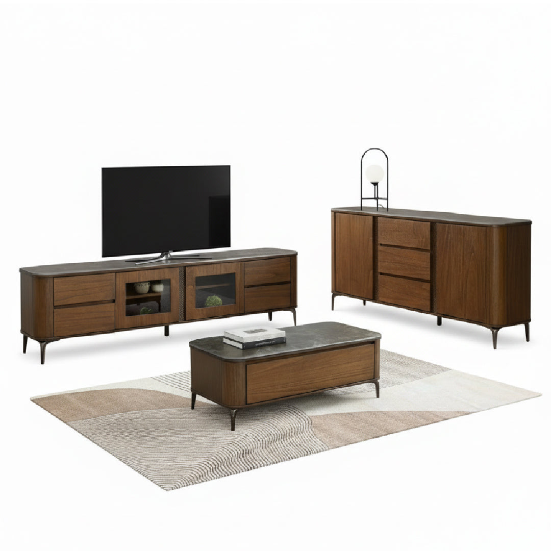 MARLEY Wood TV Cabinet & Coffee Table with Sideboard