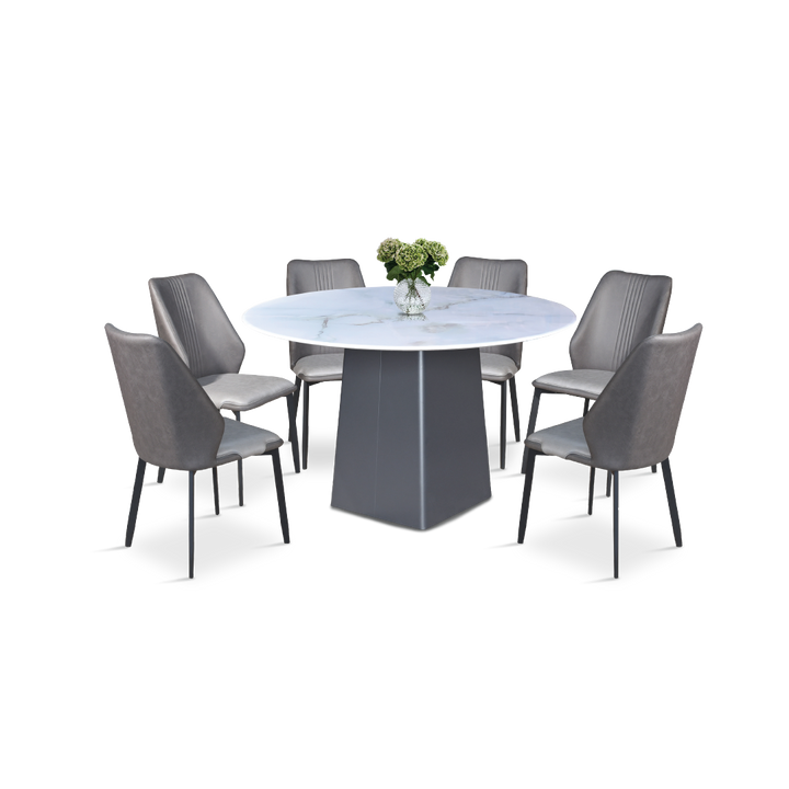 MARVELLA II Crystal Marble Dining Set