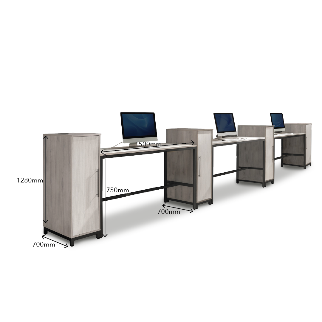 MAXVIN Workstation with Single Medium Cabinet (Cluster of 3)