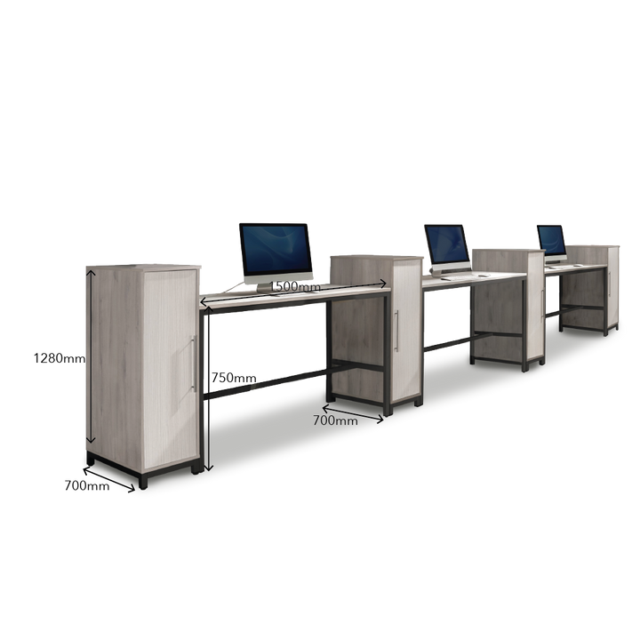 MAXVIN Workstation with Single Medium Cabinet (Cluster of 3)