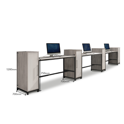 MAXVIN Workstation with Single Medium Cabinet (Cluster of 3)