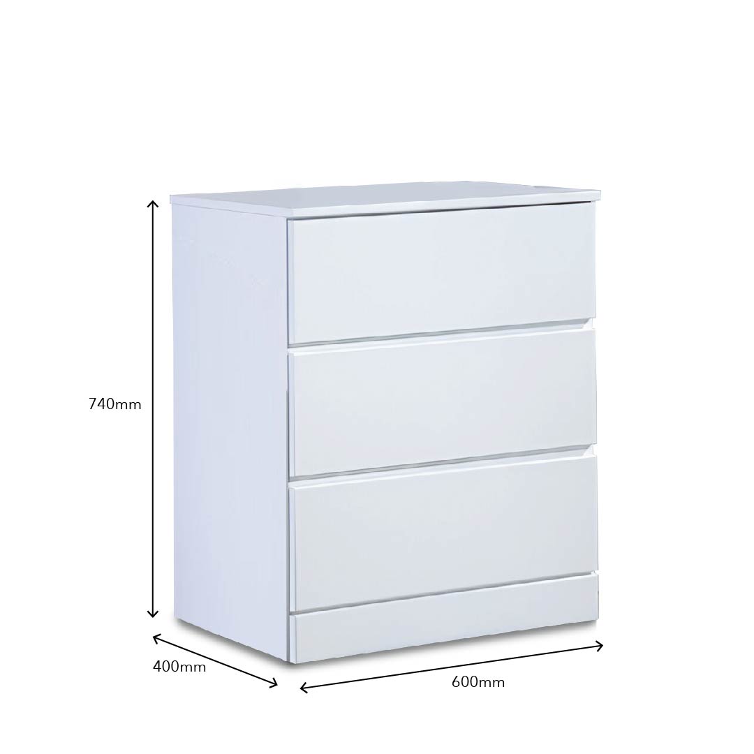 BRAY White 3 Drawer Chest