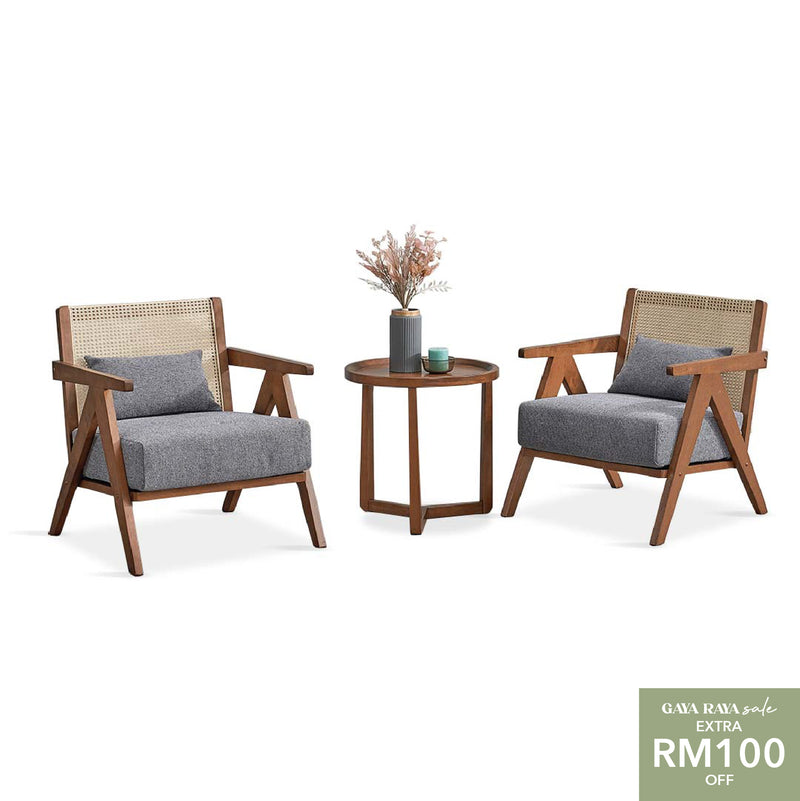 MYRIA Rattan Lounge Set Walnut