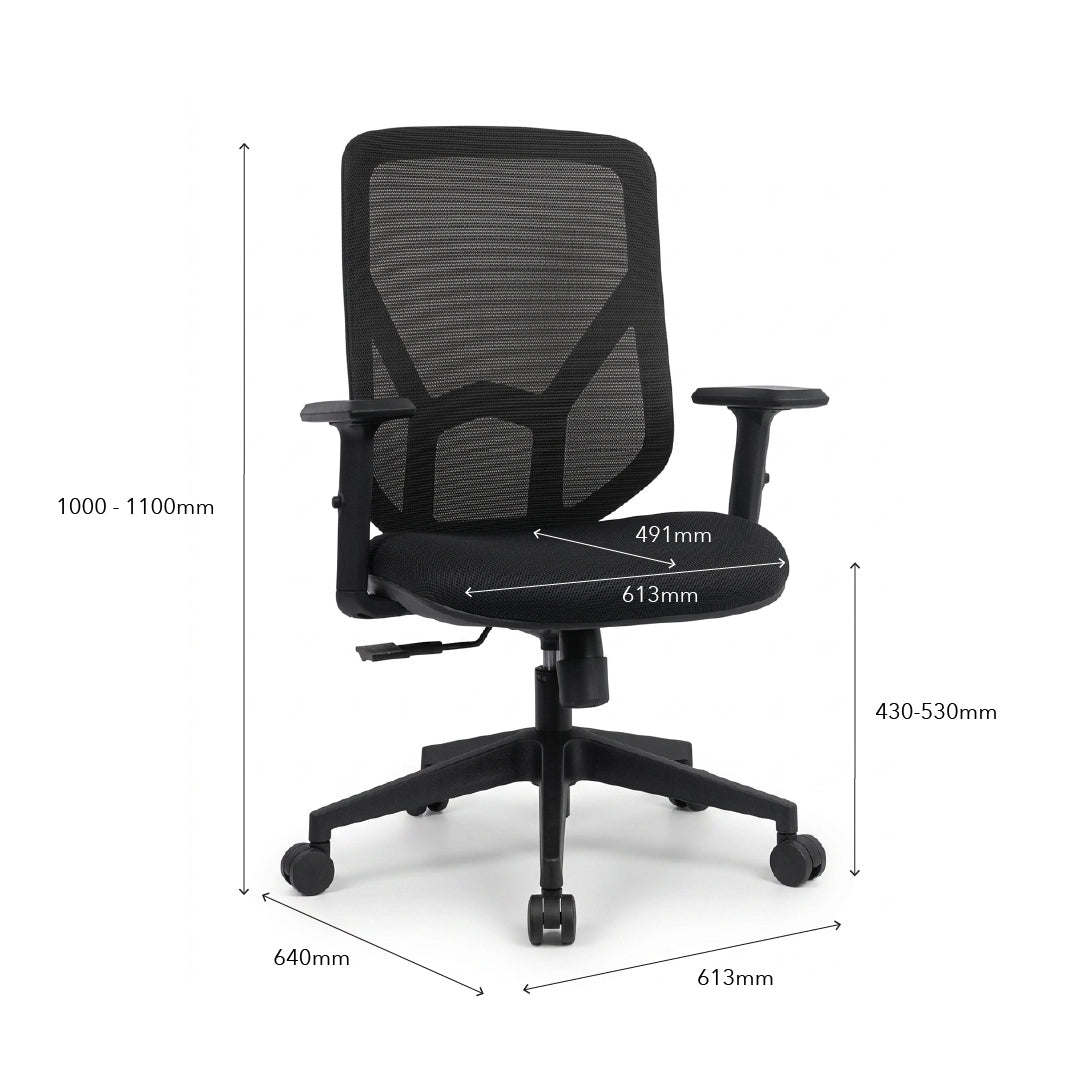 MALLORY Mesh Medium Back Office Chair Black