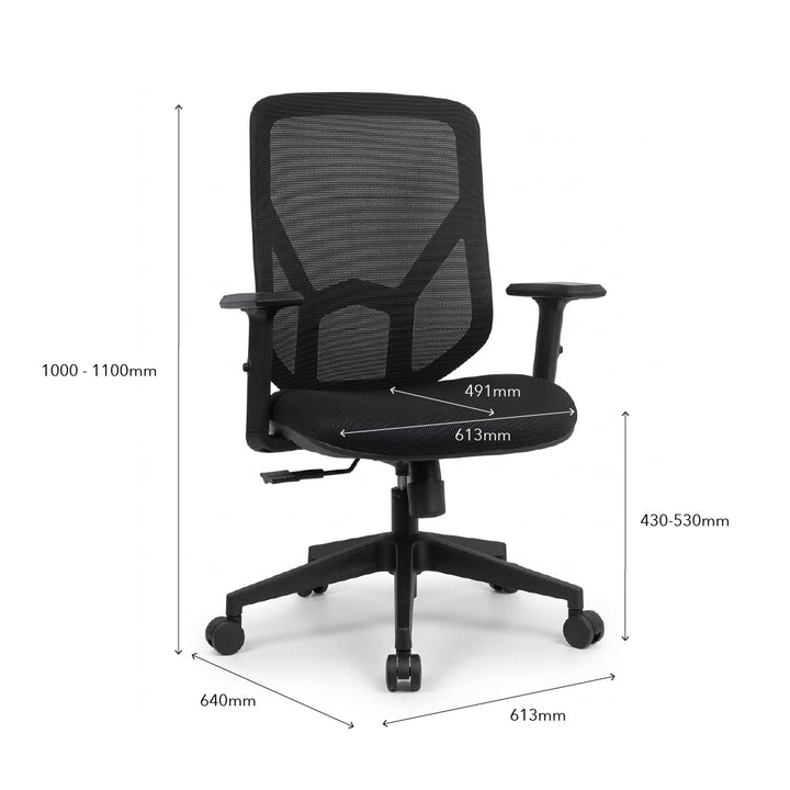 MALLORY Mesh Medium Back Office Chair Black