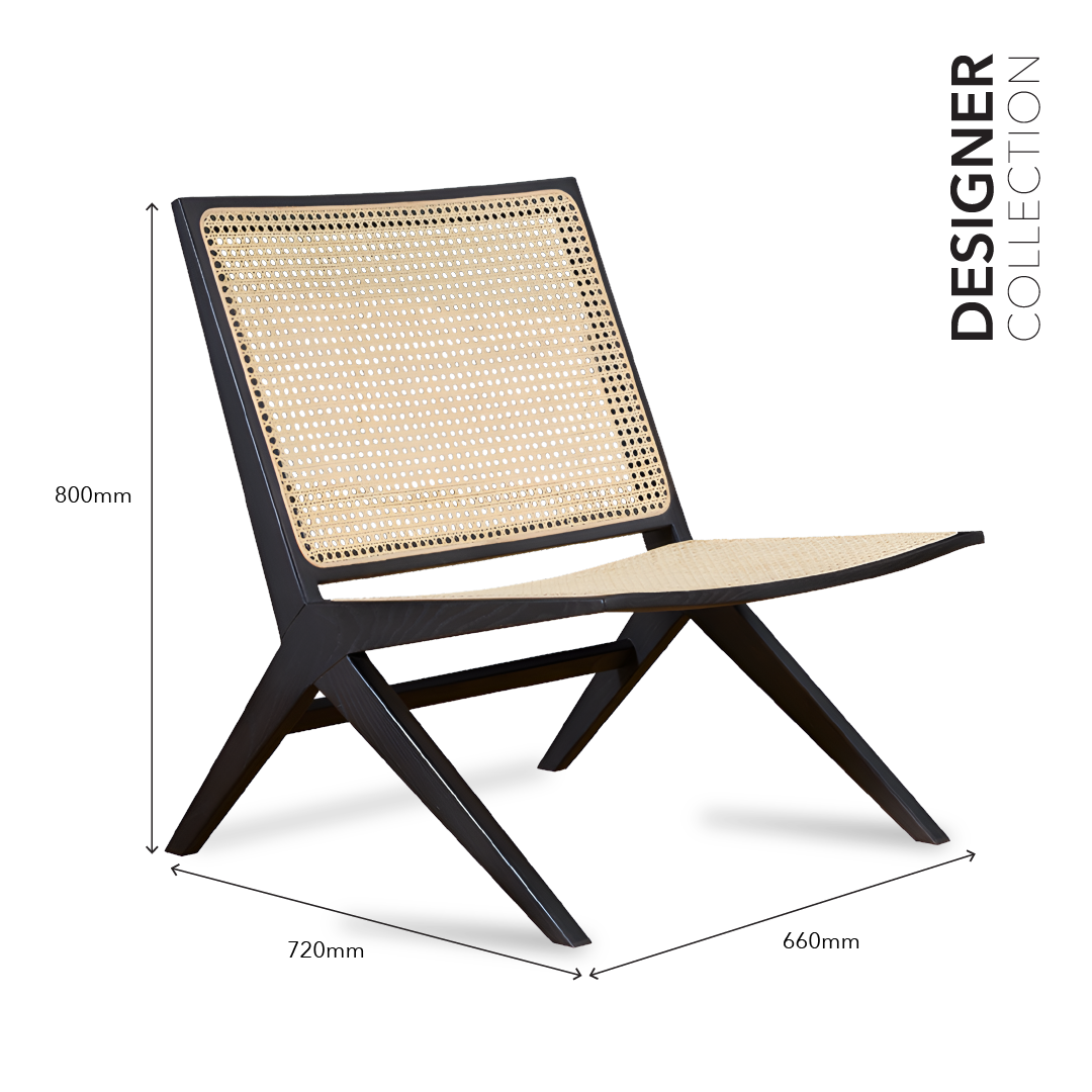 NOAH Rattan Lounge Chair Black Ash