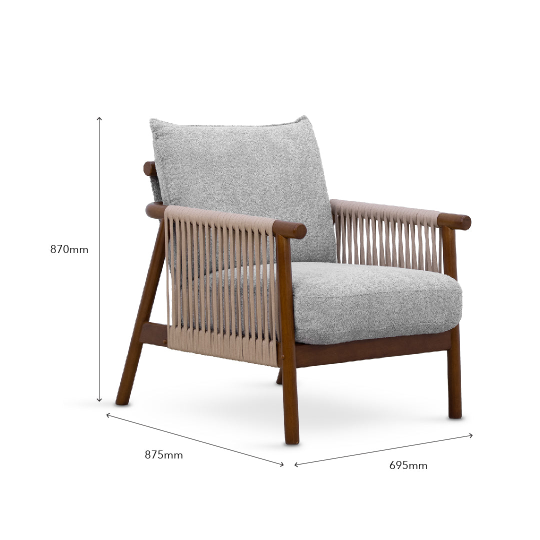 NOREEN 1 Seater Arm Sofa Chair Ash Gray
