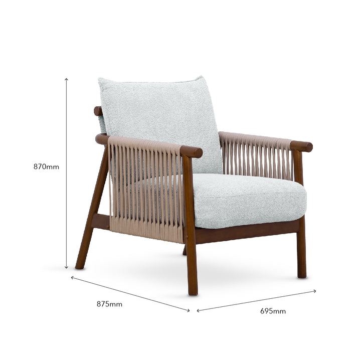 NOREEN 1 Seater Arm Sofa Chair Light Gray