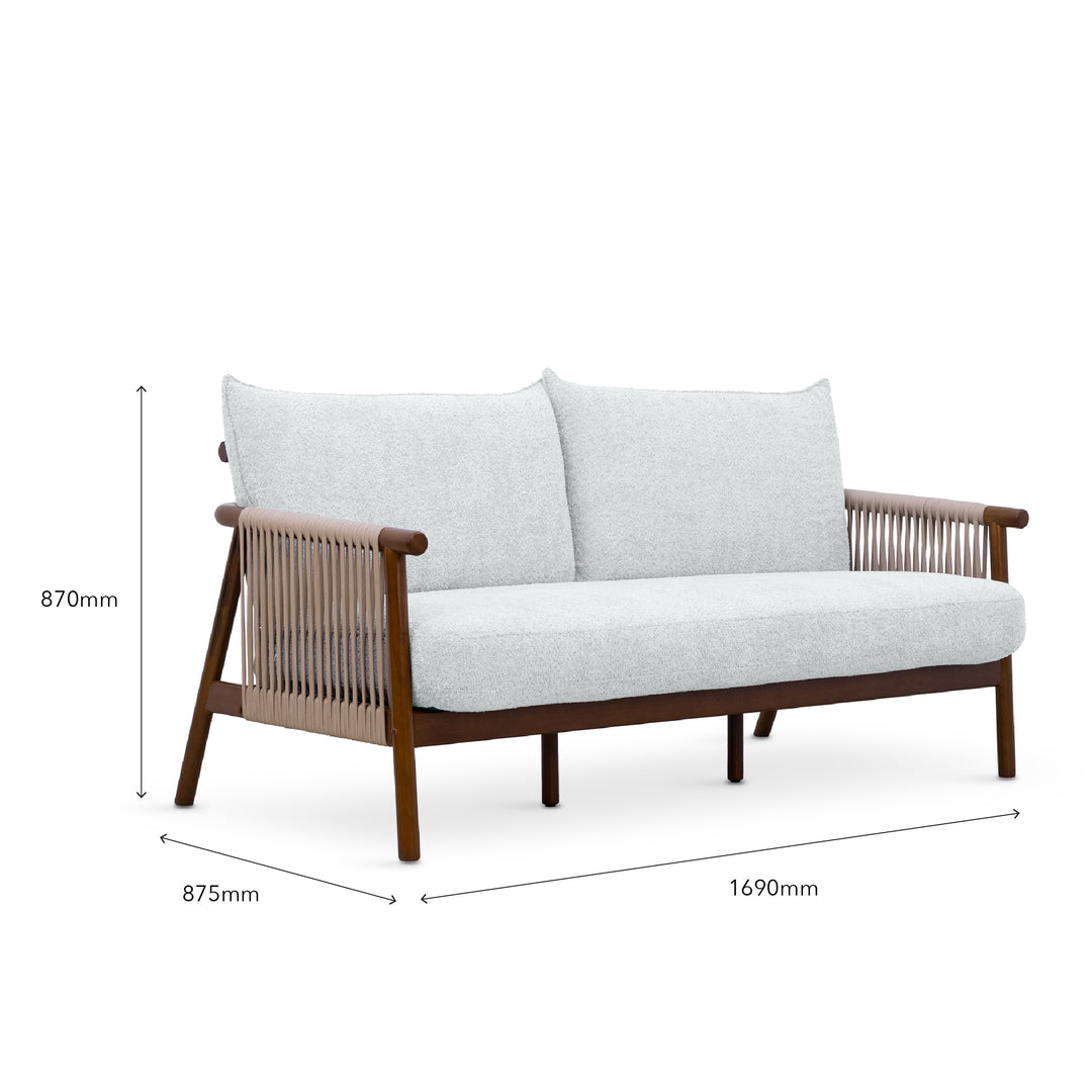 NOREEN 3 Seater Arm Sofa Chair Light Gray