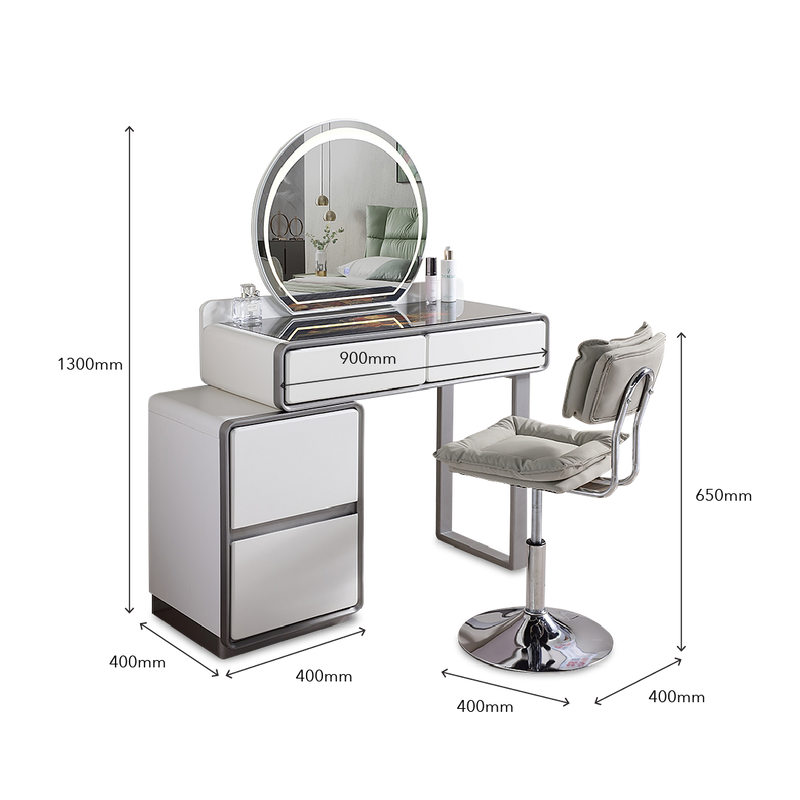 PAULINE LED Mirror Dresser with Chair