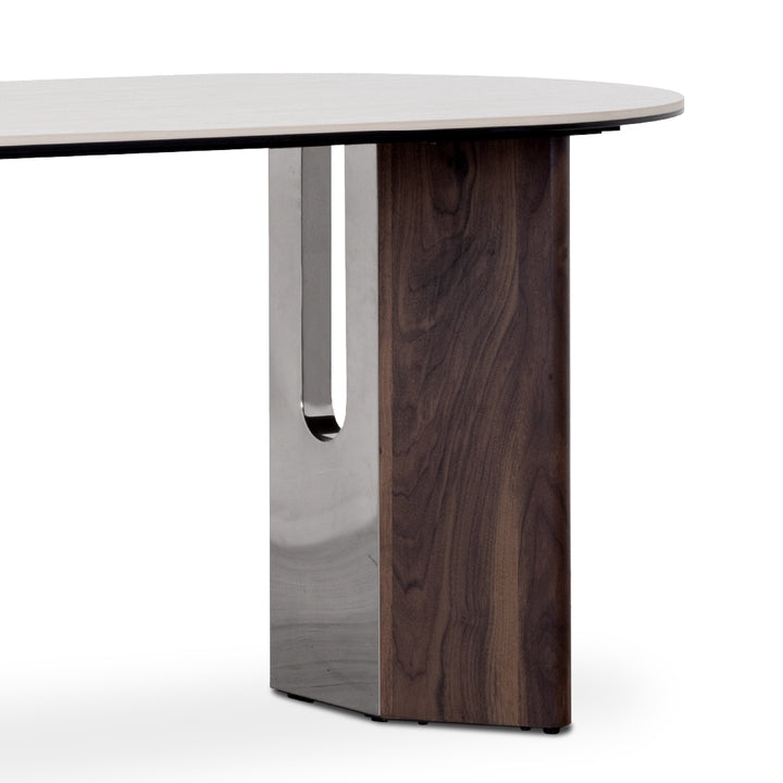 PRESTON Natural Stone Oval Dining Set