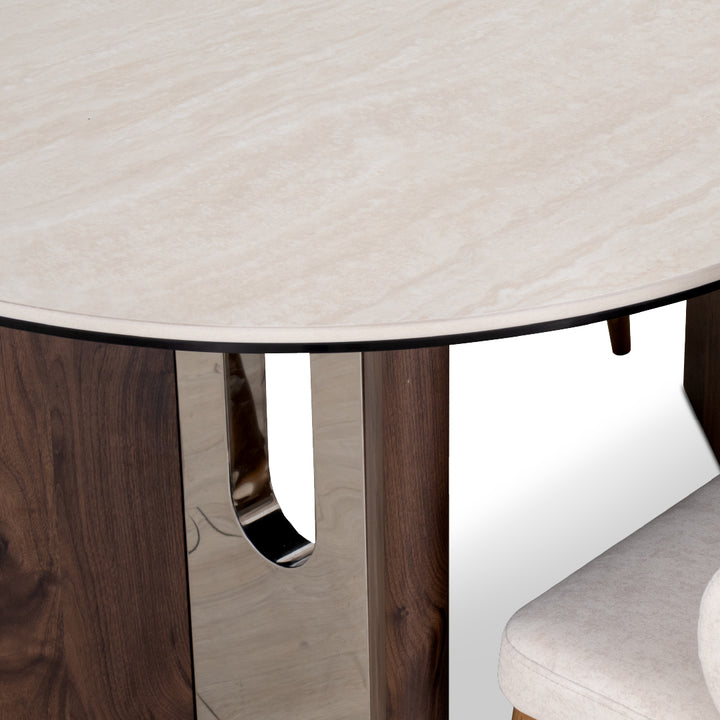 PRESTON Natural Stone Oval Dining Set