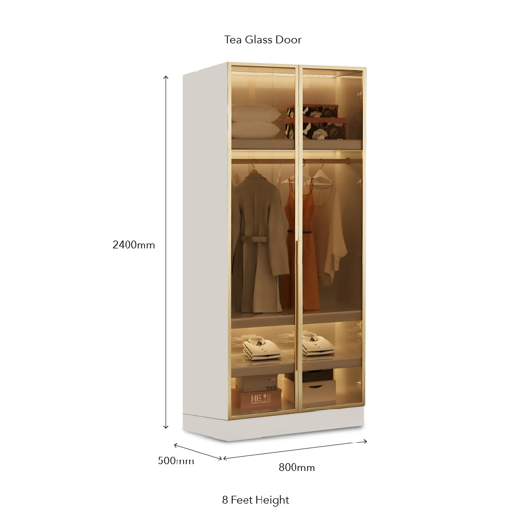 QUINN Gold Tea Glass Door Wardrobe