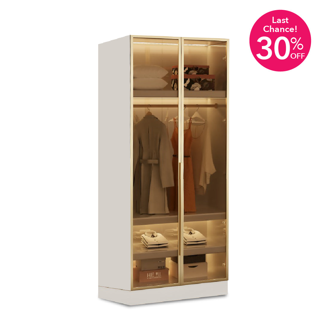 QUINN Gold Tea Glass Door Wardrobe