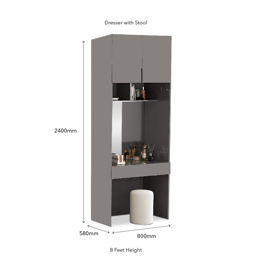 QUINN Grey Modular Dresser Wardrobe