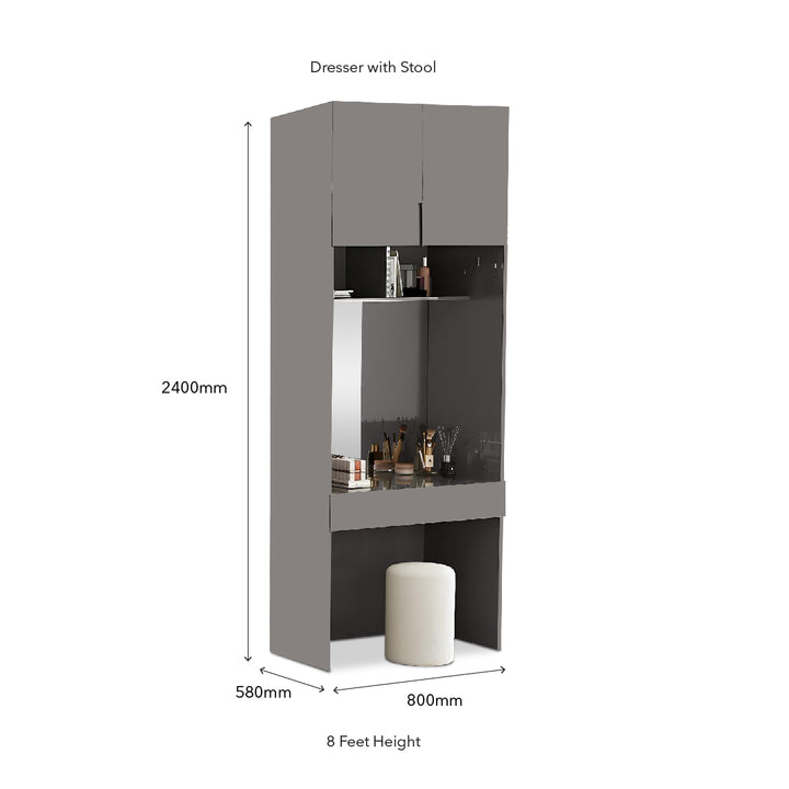 QUINN Grey Modular Dresser Wardrobe