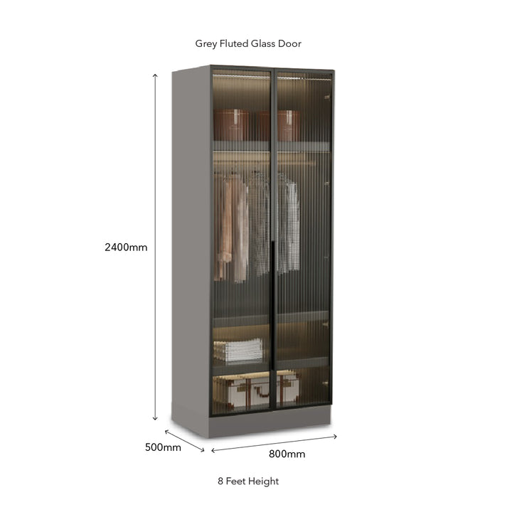 QUINN Grey Modular Fluted Wardrobe