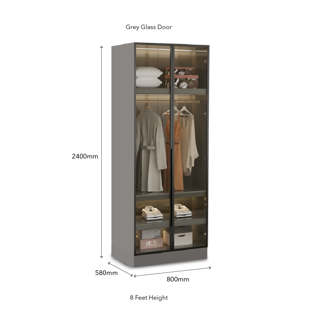 QUINN Grey Glass Door Wardrobe