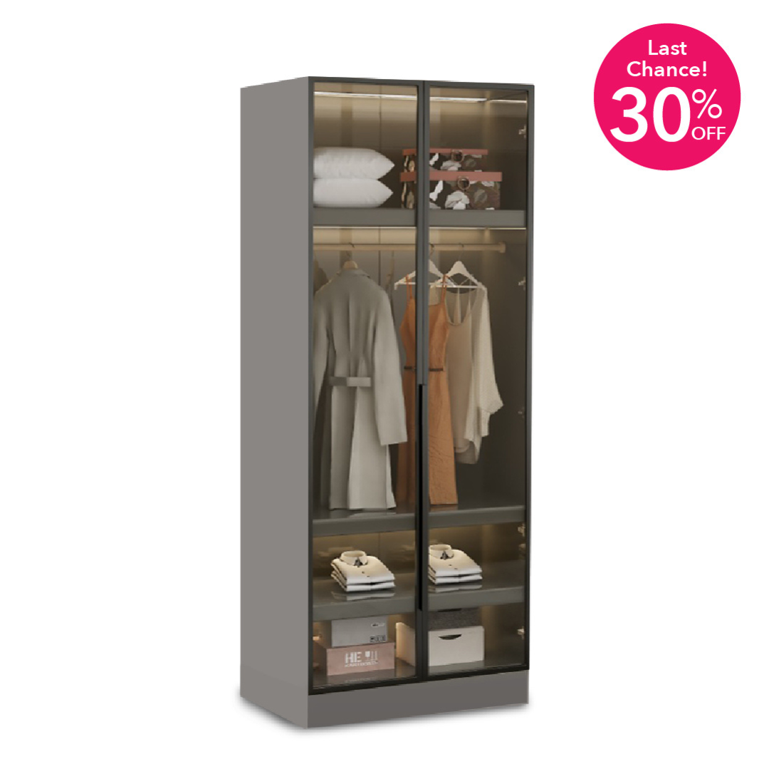 QUINN Grey Glass Door Wardrobe
