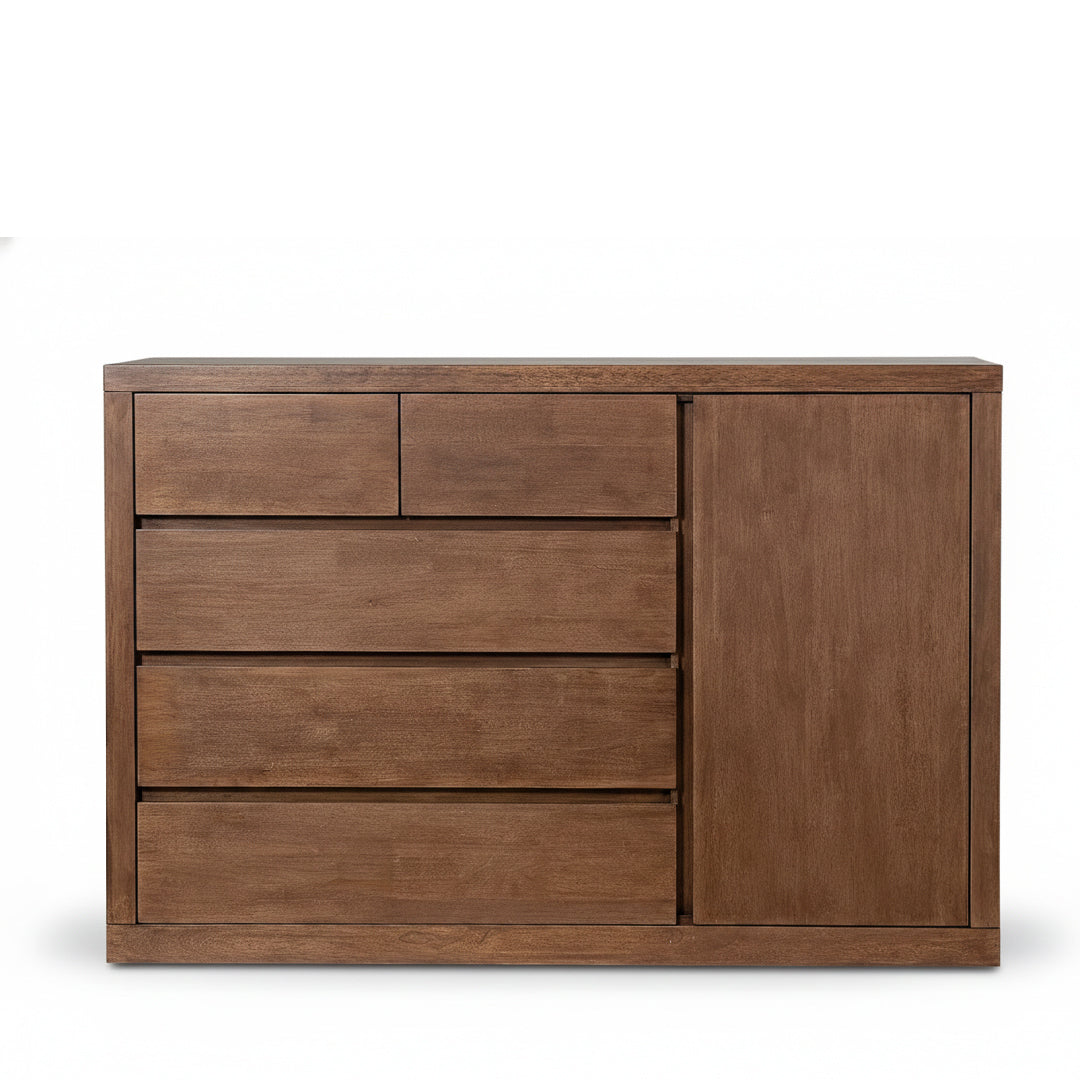 RAILEY 5 Drawer & 1 Door Solid Wood Chest of Drawers