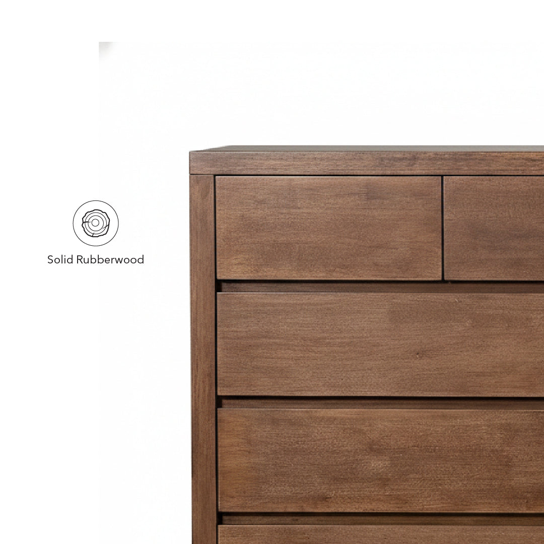 RAILEY 5 Drawer & 1 Door Solid Wood Chest of Drawers