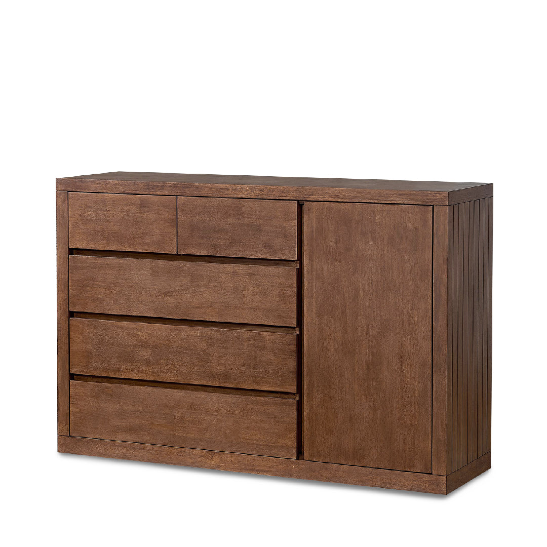 RAILEY 5 Drawer & 1 Door Solid Wood Chest of Drawers