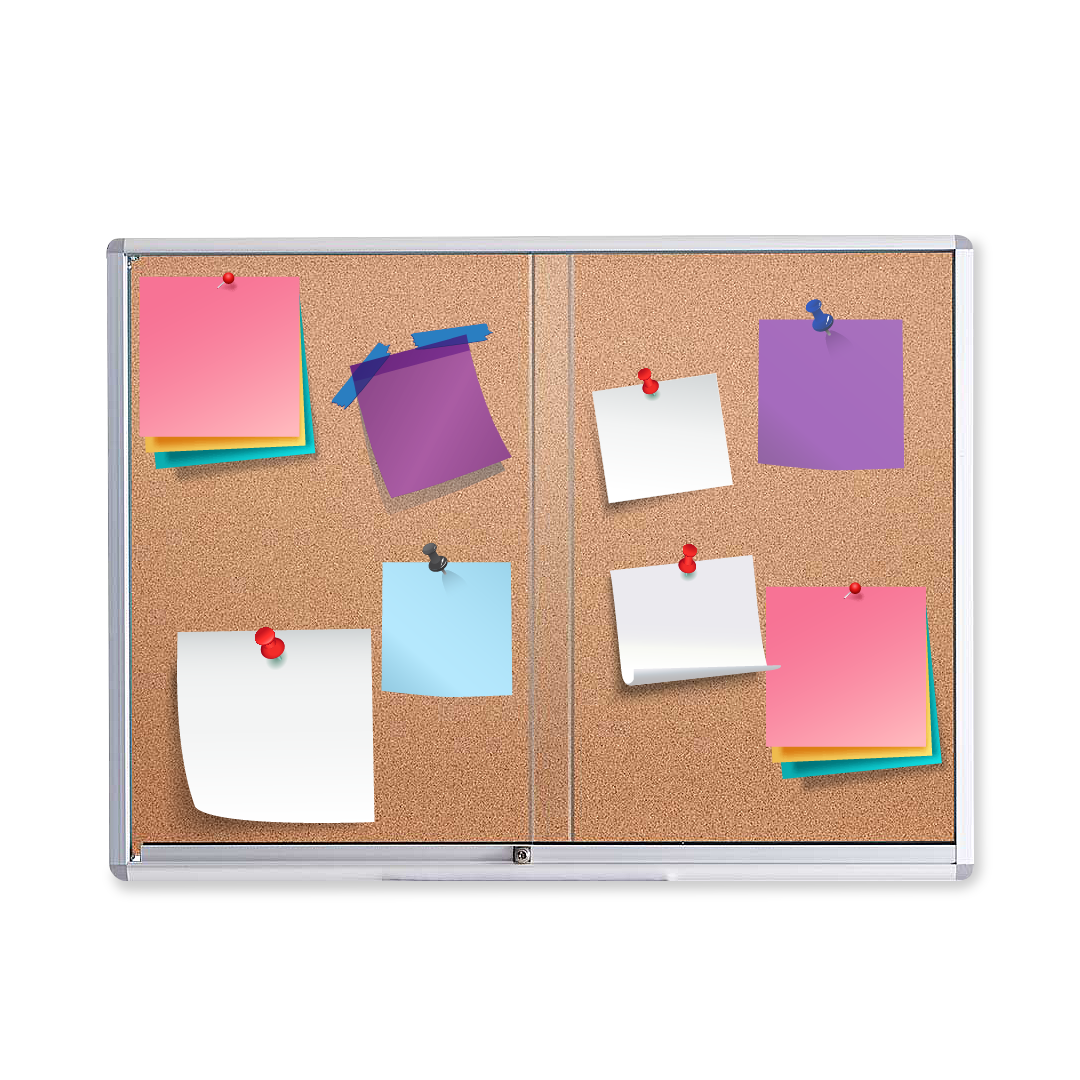 REI Notice Board Sliding Glass Cabinet Aluminium Frame