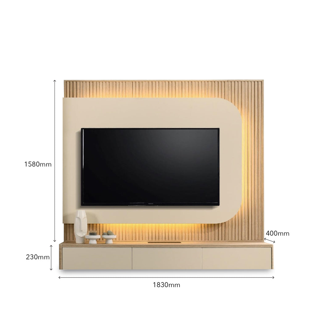 RUSHI Wall Mounted TV & Display Cabinet Set