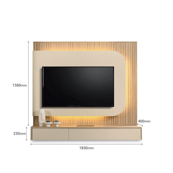 RUSHI Wall Mounted TV & Display Cabinet Set