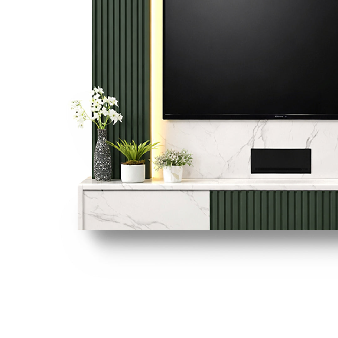 RYOHIN Wall Mounted Dark Green TV Cabinet