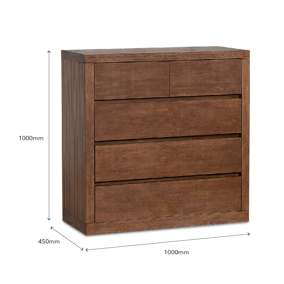 RAILEY 5 Drawer Solid Wood Chest