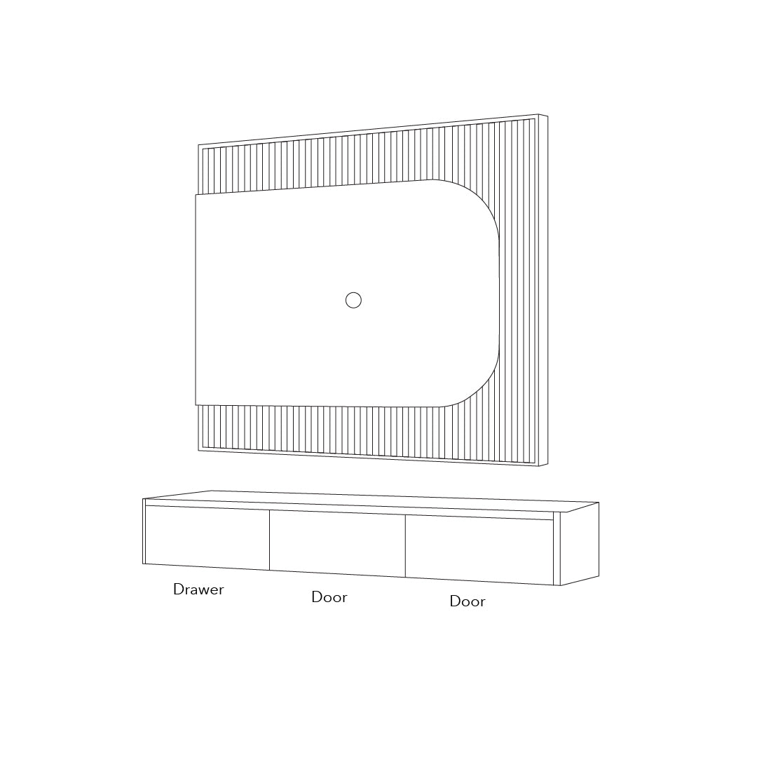 RUSHI Wall Mounted TV & Display Cabinet Set