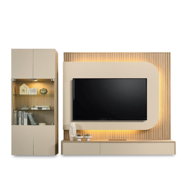 RUSHI Wall Mounted TV & Display Cabinet Set